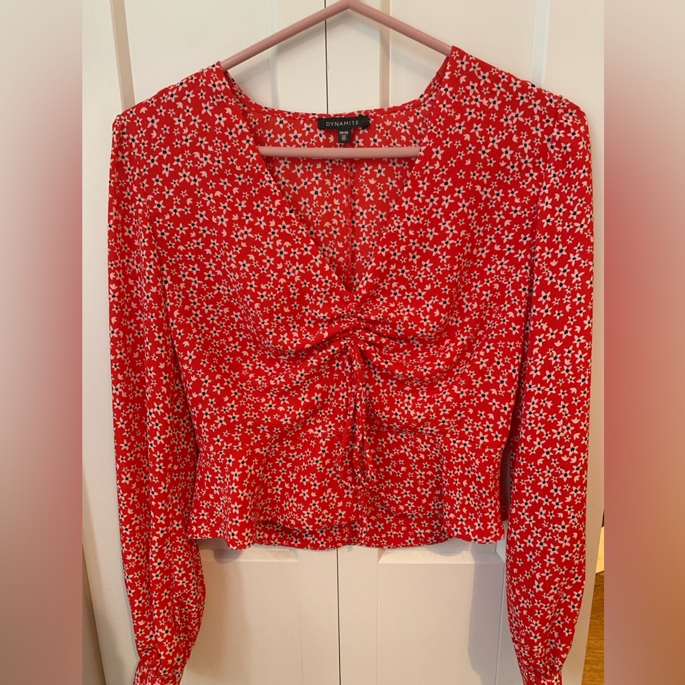 Red floral top Dynamite